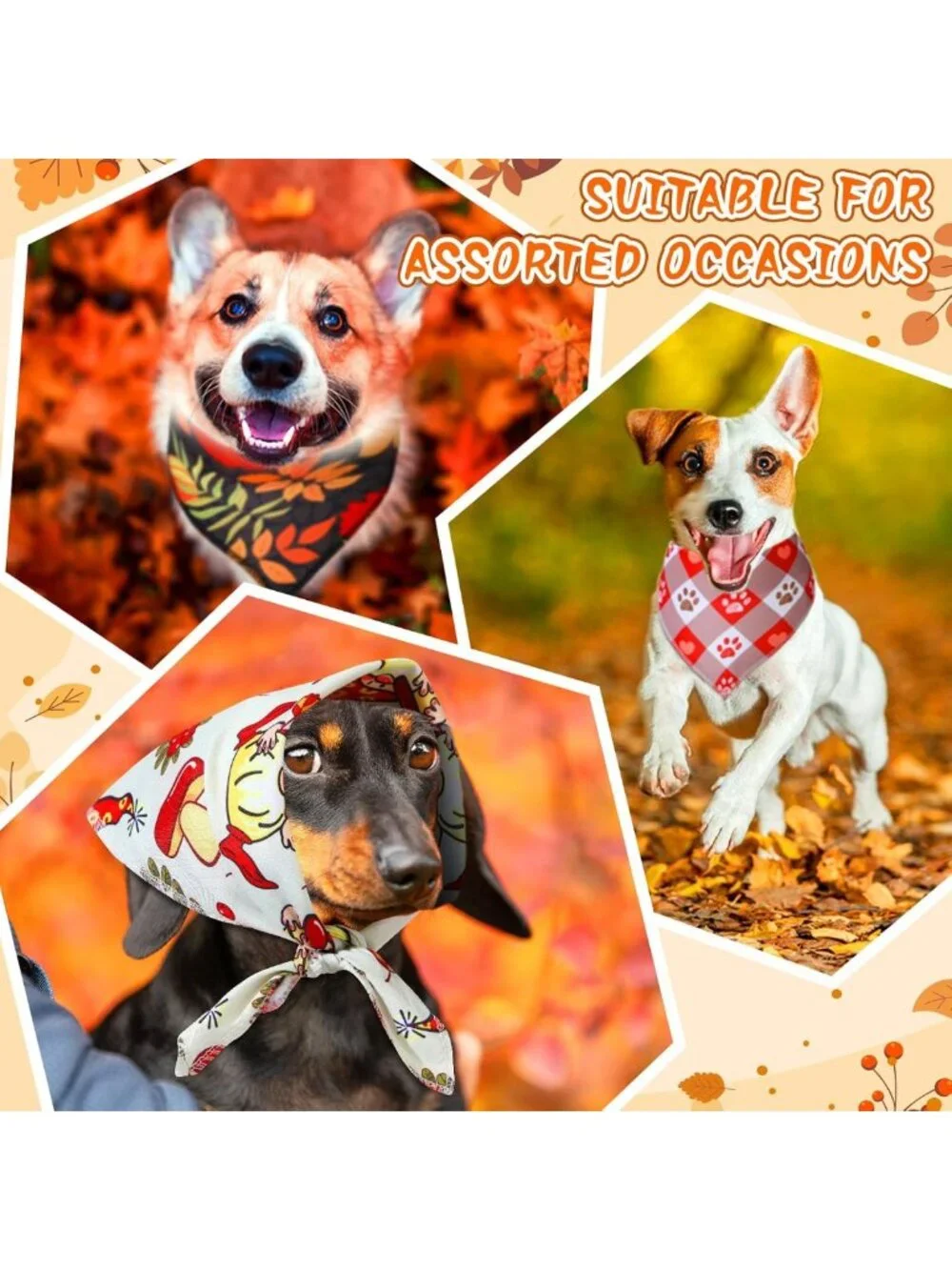 200 Pcs Fall Dog Bandanas Set for Small Medium Pets - Cute Puppy Accessories